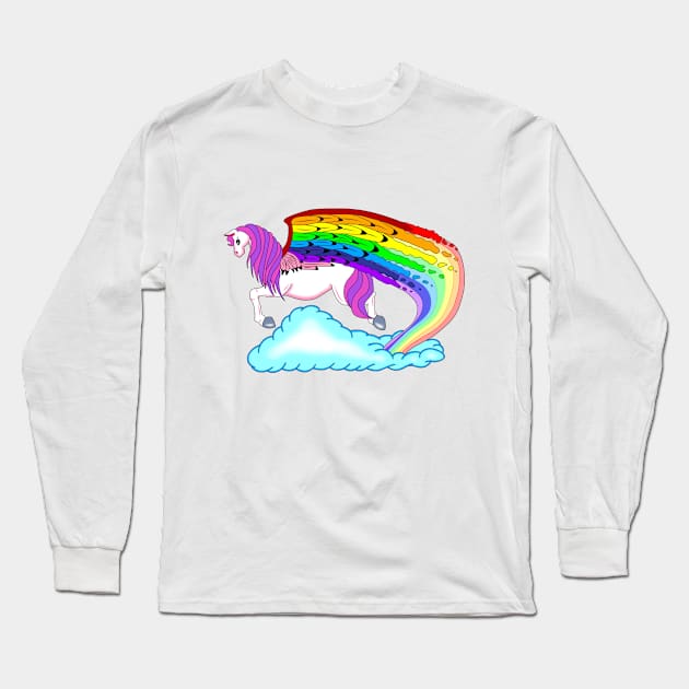 Rainbow pegasus Long Sleeve T-Shirt by MelanieJeyakkumar